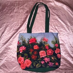 FREE WITH PURCHASE!!!!!!!Floral Tote Bag with Green Straps